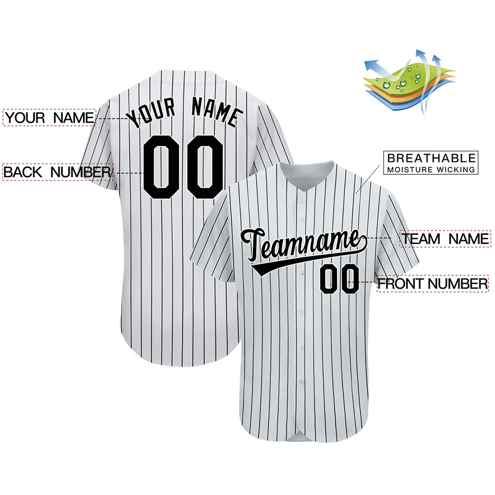 Aanpasbare Honkbal Jersey Team Shirt Print-Team Persoonlijke Naam Aantal Streep Baseball T-shirt voor Mannen/Vrouwen/Kinderen