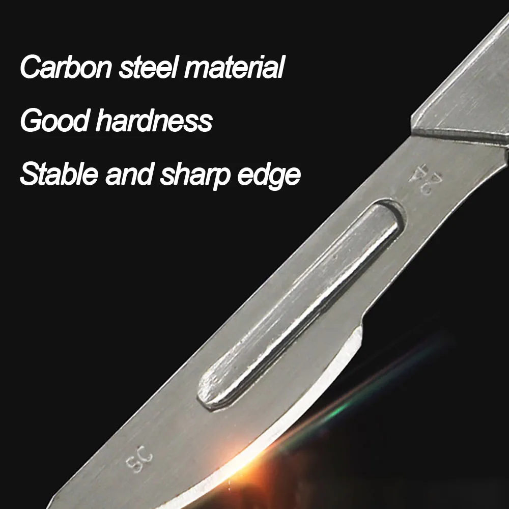 Carbon Staal Scalpel Mesje Greep Scalpel Tool Set Reparatie Dier Chirurgische Mes DIY snijgereedschap PCB Gravure Messen