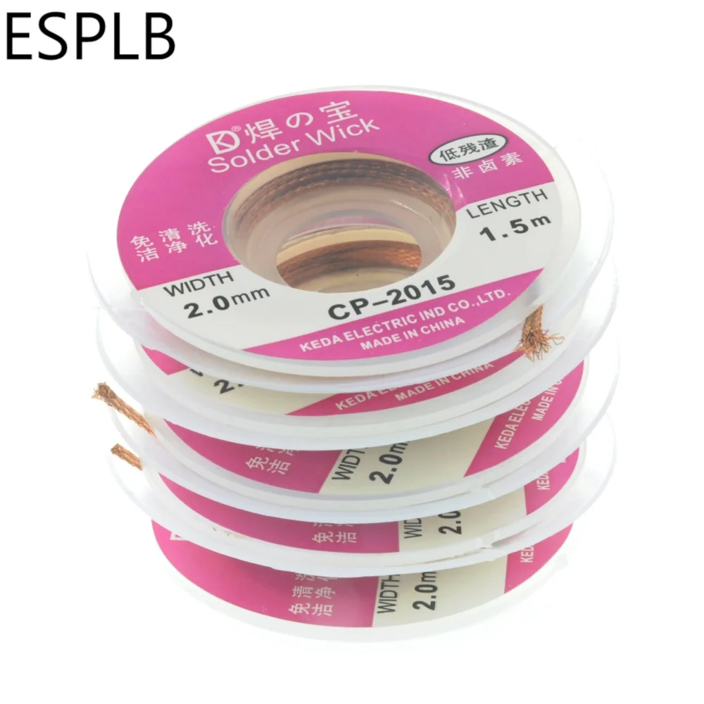ESPLB 5pcs 1,5 M 5FT 2.0 mm Desoldeer Vlecht van de aluminiumdraad Sucker CP-2015 Remover Wick Soldeer Pomp Kabel Draad