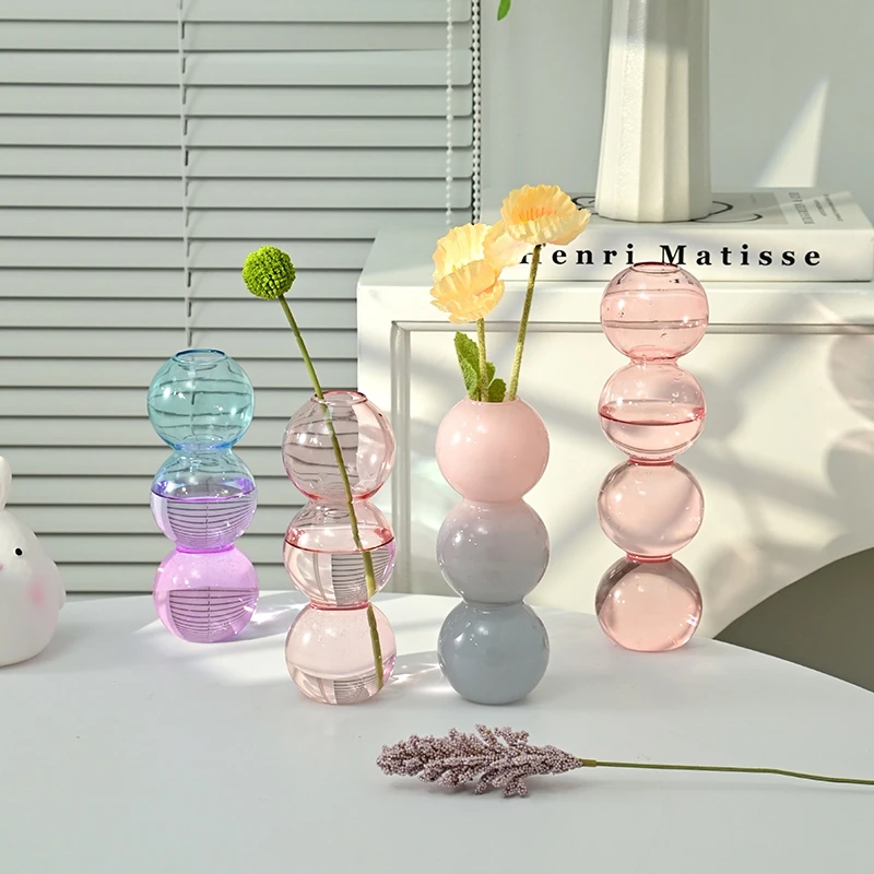 Ins Bubble Glazen Vaas Ins Crystal Ball Fles Kleurrijke Kunst Bloem Ware Hydrocultuur Desktop Ornamenten Creatieve Huis Inrichting