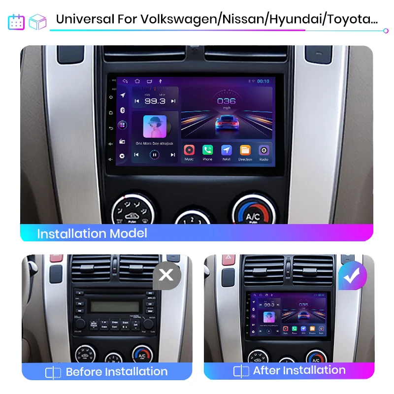 Junsun 2023 Universele autoradio Multimedia Player Auto-Stereo Voor Volkswagen, Nissan, Toyota Hyundai RDS Android 10 GPS-2din