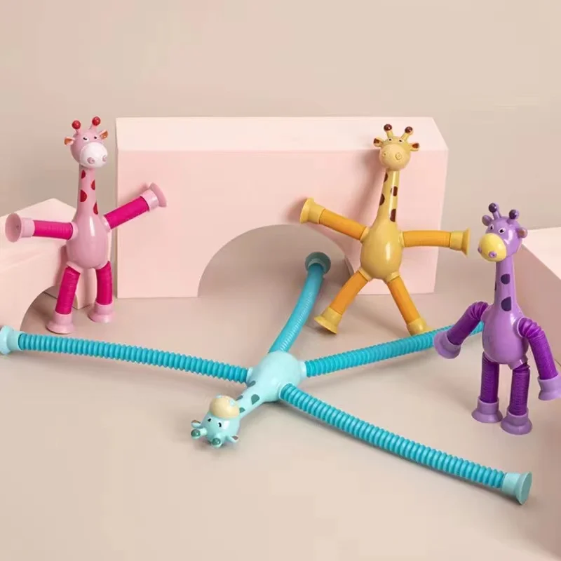 Kinderen Zuignap Speelgoed Pop Buizen Stress Telescopische Giraffe Fidget Speelgoed Zintuiglijke Balg Speelgoed Anti-stress Squeeze Speelgoed