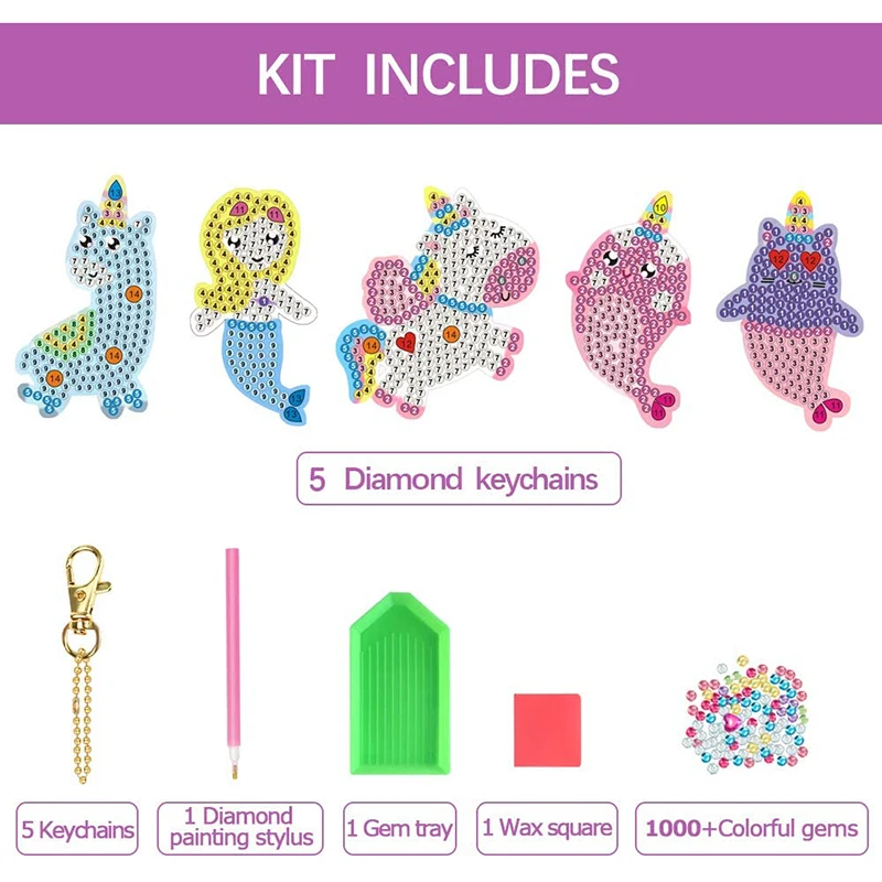 Maak Je Eigen JUWEEL Sleutelhangers 5D Diamond Schilderij van Nummers kunstambachten Kits Pasen Mand Stuffers Geschenken Meisjes Kinderen, Peuter Speelgoed