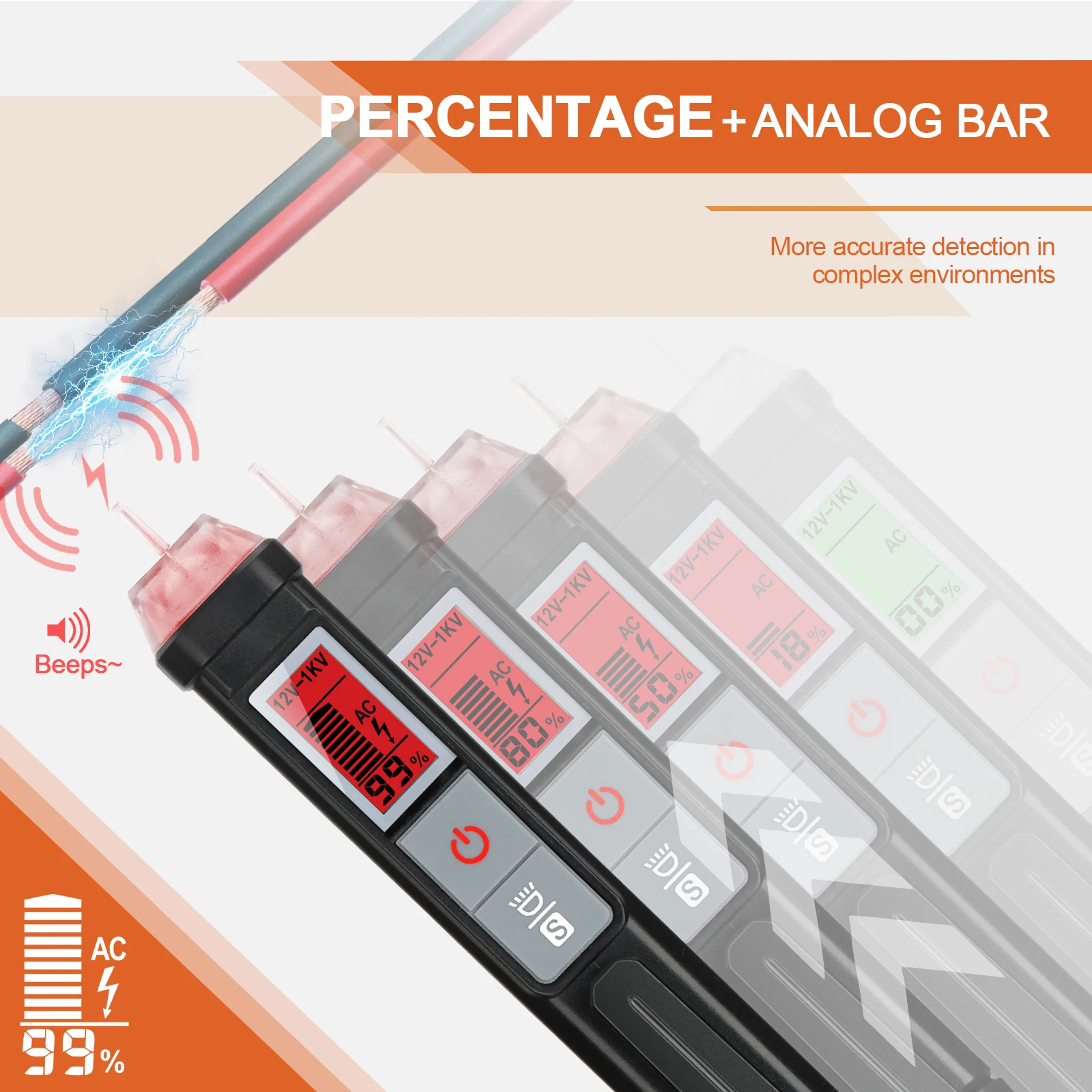 Non-Contact spanningsdetector Elektrische Pen 12-1000V AC Voltage Tester Smart Breekpunt Finder Tester Pen Met LCD-Display