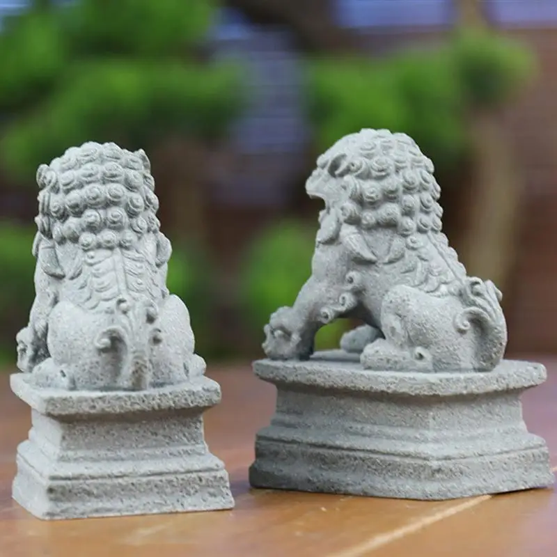 Standbeeld Foo Shui Feng Miniatuur Beeldje Van Steen Honden Sculptuur Decoratie Voogd Chinese Welvaart Decor Paar Fu Mini Beeldjes