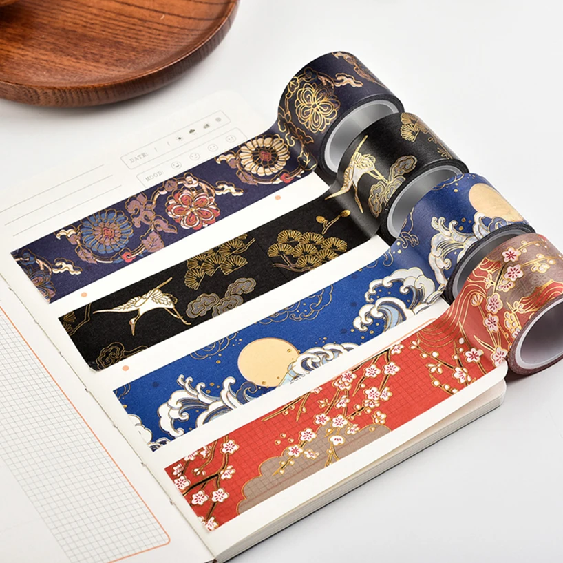 Vintage Washi Tape Dagboek Decoratieve Zelfklevende Tape Briefpapier Goud Folie Washitape Scrapbooking Journal Levert Masking Tape